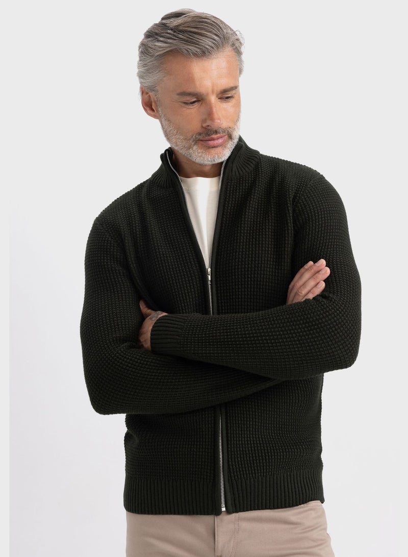 Zip Through Knitted Cardigan