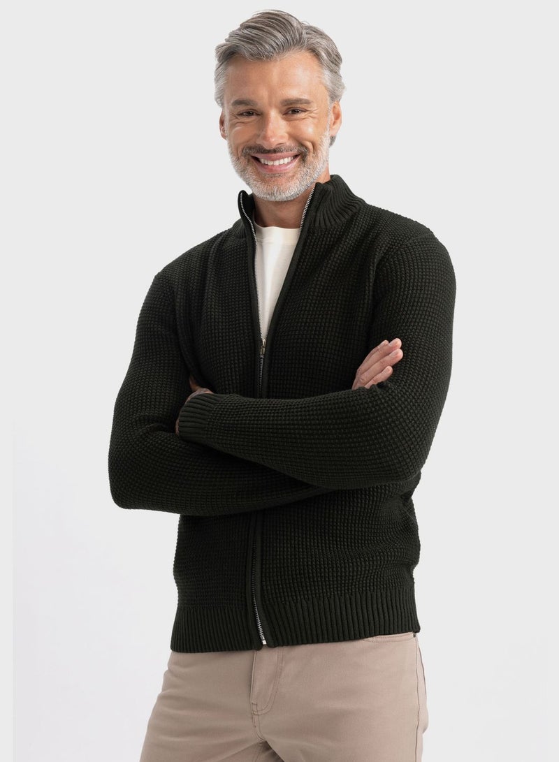 Zip Through Knitted Cardigan
