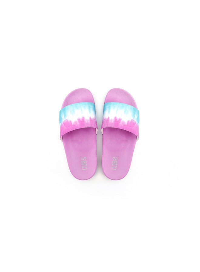 Tie Dyed Everyday Wear Eco-Friendly Pvc Slides For Girls Lightweight Easy To Wash And Anti-Slip Soles