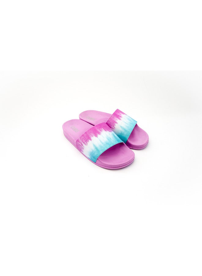 Tie Dyed Everyday Wear Eco-Friendly Pvc Slides For Girls Lightweight Easy To Wash And Anti-Slip Soles