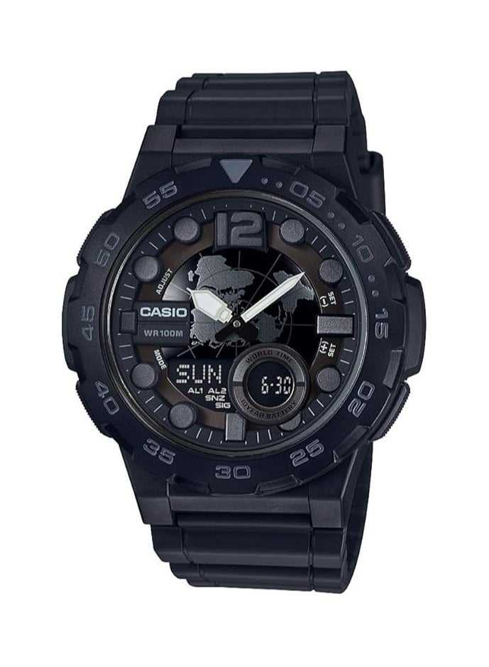 Casio Sport Watch For Boys Analog-Digital Resin - AEQ-100W-1B