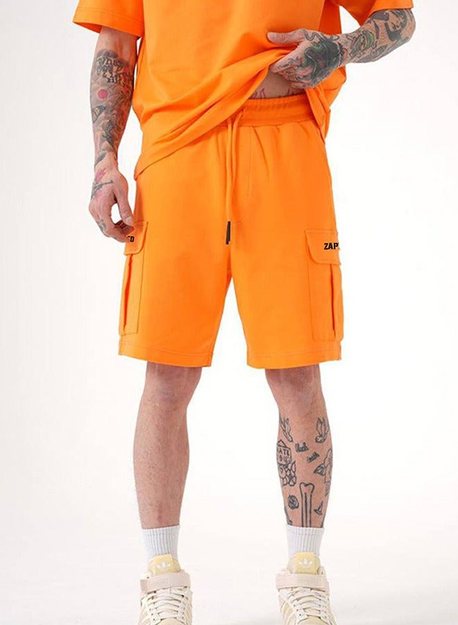 Zapped Cotton Shorts-Orange