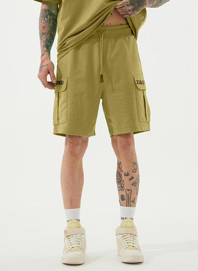 Zapped Cotton Shorts-Green