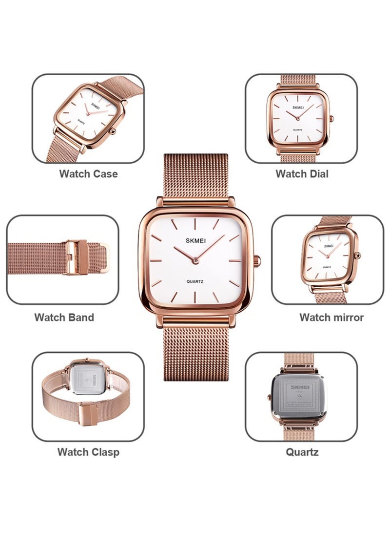 Elegant Design Stainless Steel Luxury Women's Watch - 1555 - Rose Gold