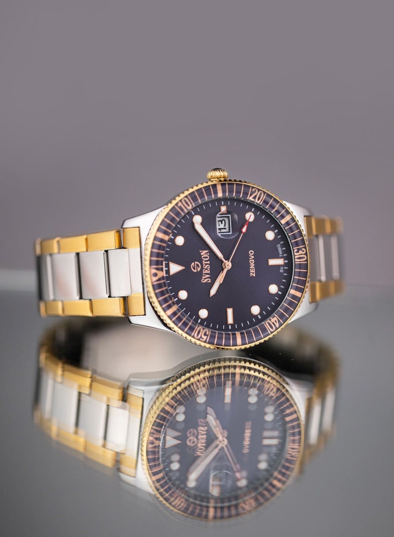 Couple Set Analog Quartz Two tone Stainless Steel Watch - 7466