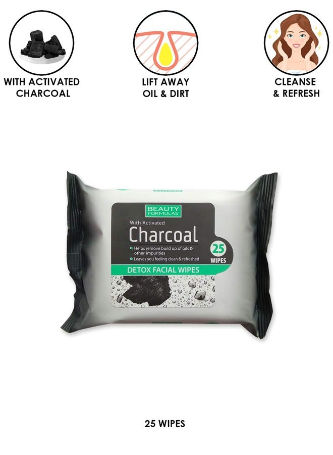 Activated Charcoal Detox Facial Wipes 50 Wipes – Removes Oil & Impurities, Cleanses and Refreshes