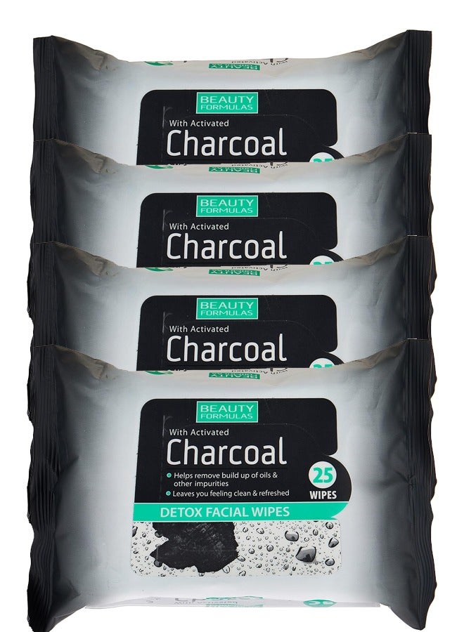 Activated Charcoal Detox Facial Wipes 50 Wipes – Removes Oil & Impurities, Cleanses and Refreshes