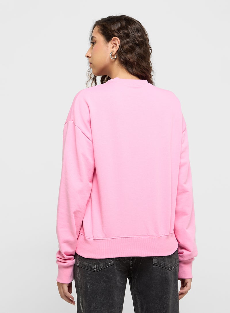 Stitch Oversize Foil Print Sweatshirt