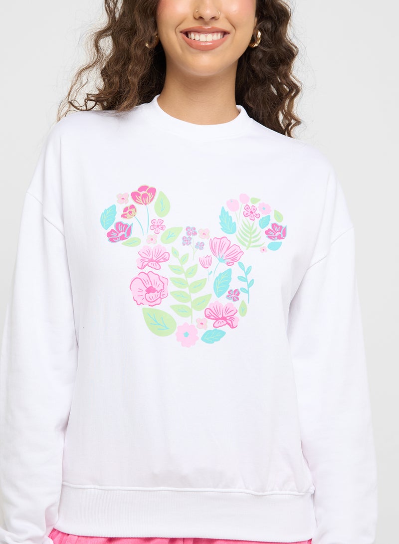 Mickey Oversize Floral Print Sweatshirt