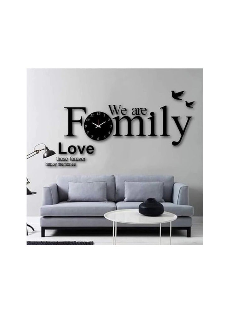 Creative 3D Large We Are Family Wall Clock Acrylic Living Room Photo Frame Watch Modern Wall Decor Silent Home Decor