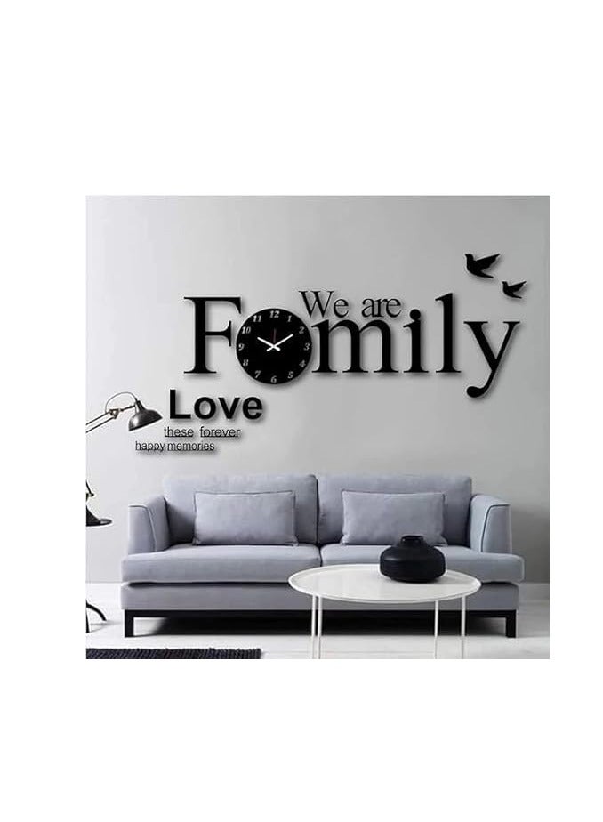 Creative 3D Large We Are Family Wall Clock Acrylic Living Room Photo Frame Watch Modern Wall Decor Silent Home Decor