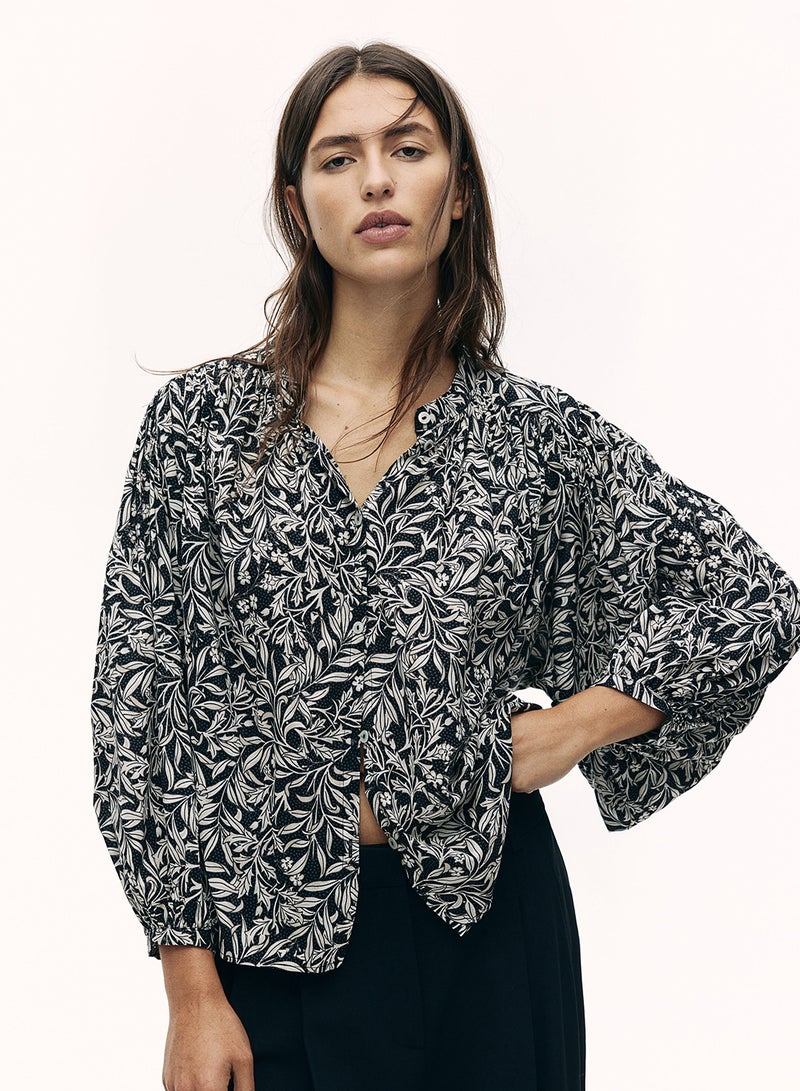 Balloon-Sleeved Blouse