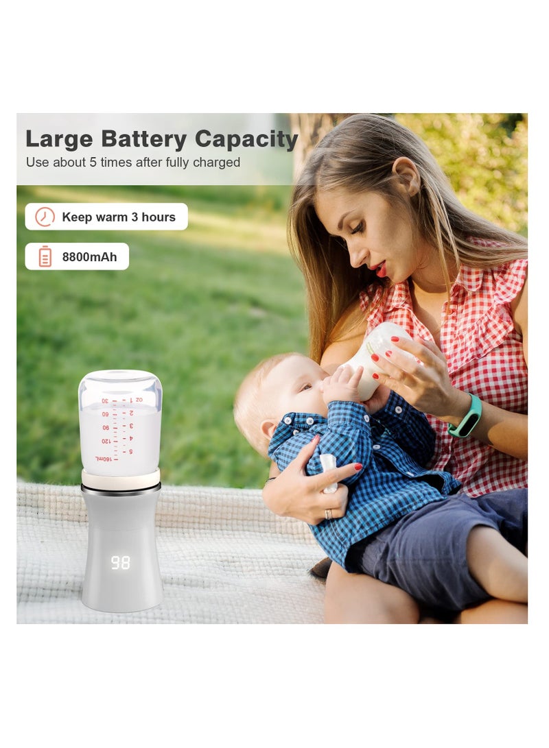 Portable Baby Bottle Warmer with Smart Temperature Control Fast Heating for Travel Rechargeable Design Includes 4 Adapters for Milk and Breastmilk