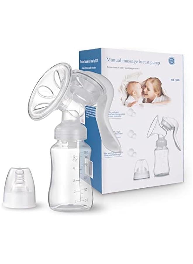 Manual Breast Pump, Adjustable Suction Silicone Hand Pump Breastfeeding, Small Portable Manual Breast Milk Catcher Baby Feeding Pumps & Accessories, White, Mother’s Day Gifts