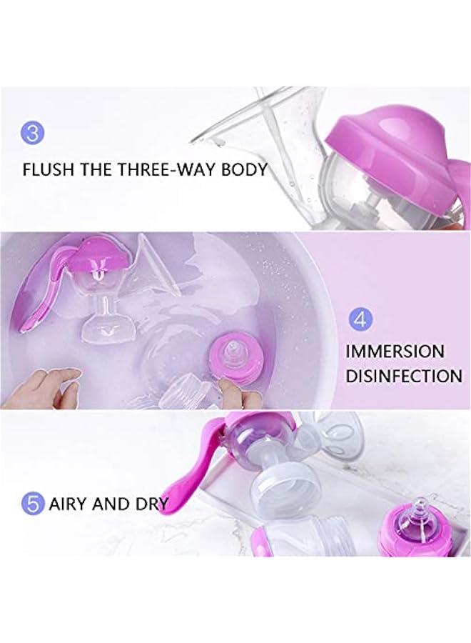 Elfzone Manual Breast Pump, Adjustable Suction Silicone Hand Pump Breastfeeding, Small Portable Manual Breast Milk Catcher Baby Feeding Pumps & Accessories, Purple, Mothers Day Gifts