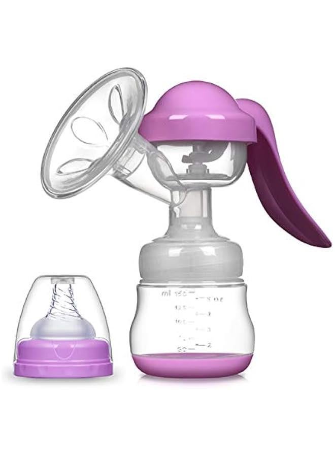 Elfzone Manual Breast Pump, Adjustable Suction Silicone Hand Pump Breastfeeding, Small Portable Manual Breast Milk Catcher Baby Feeding Pumps & Accessories, Purple, Mothers Day Gifts