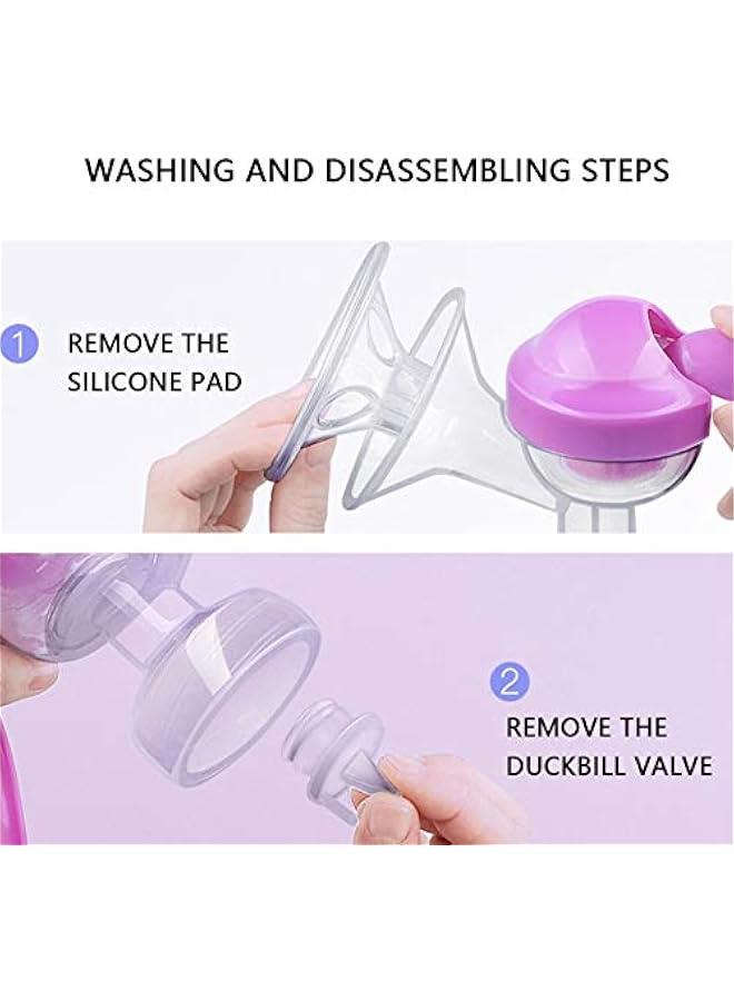 Elfzone Manual Breast Pump, Adjustable Suction Silicone Hand Pump Breastfeeding, Small Portable Manual Breast Milk Catcher Baby Feeding Pumps & Accessories, Purple, Mothers Day Gifts