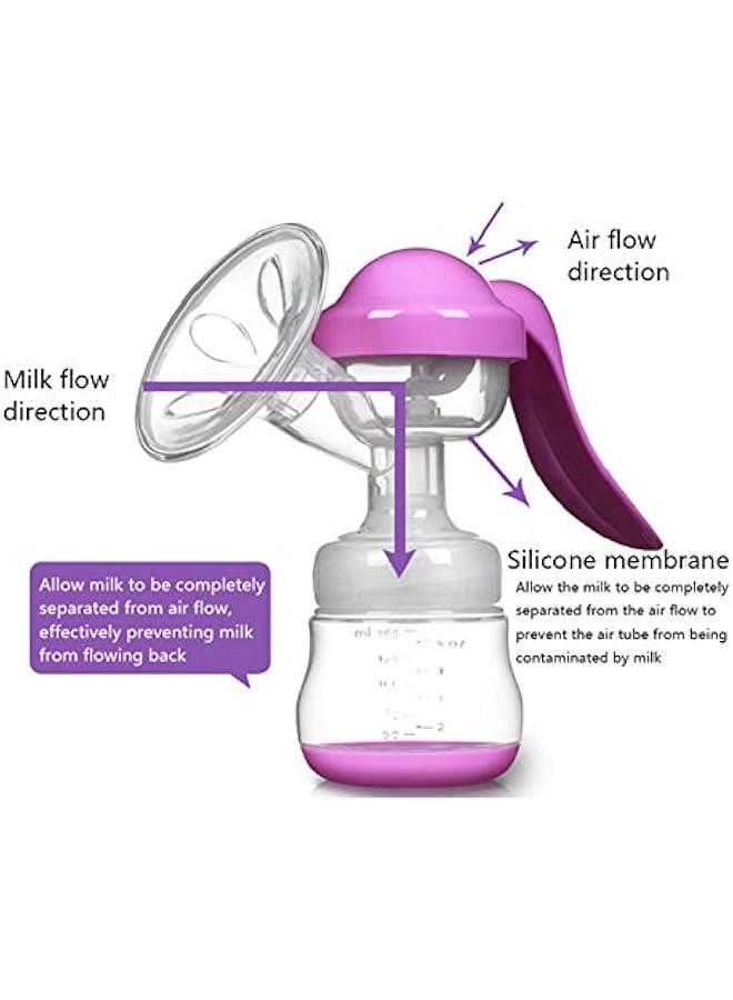 Elfzone Manual Breast Pump, Adjustable Suction Silicone Hand Pump Breastfeeding, Small Portable Manual Breast Milk Catcher Baby Feeding Pumps & Accessories, Purple, Mothers Day Gifts