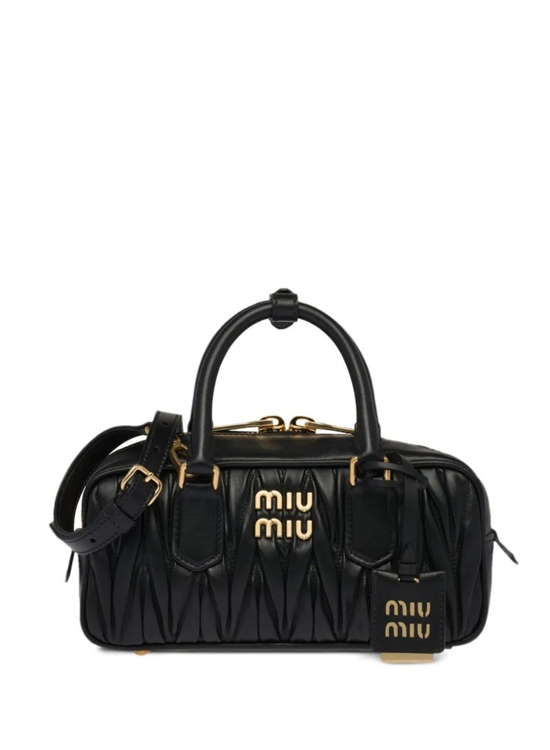 miu Small Arcadie Top Handle Bag in Matelassé Nappa Leather Crossbody Shoulder