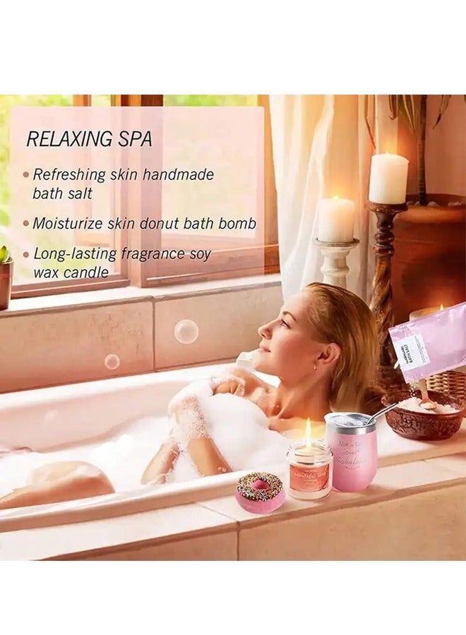 11 Pieces Scented Candles And Bath Bombs Set, Pink-Style 2
