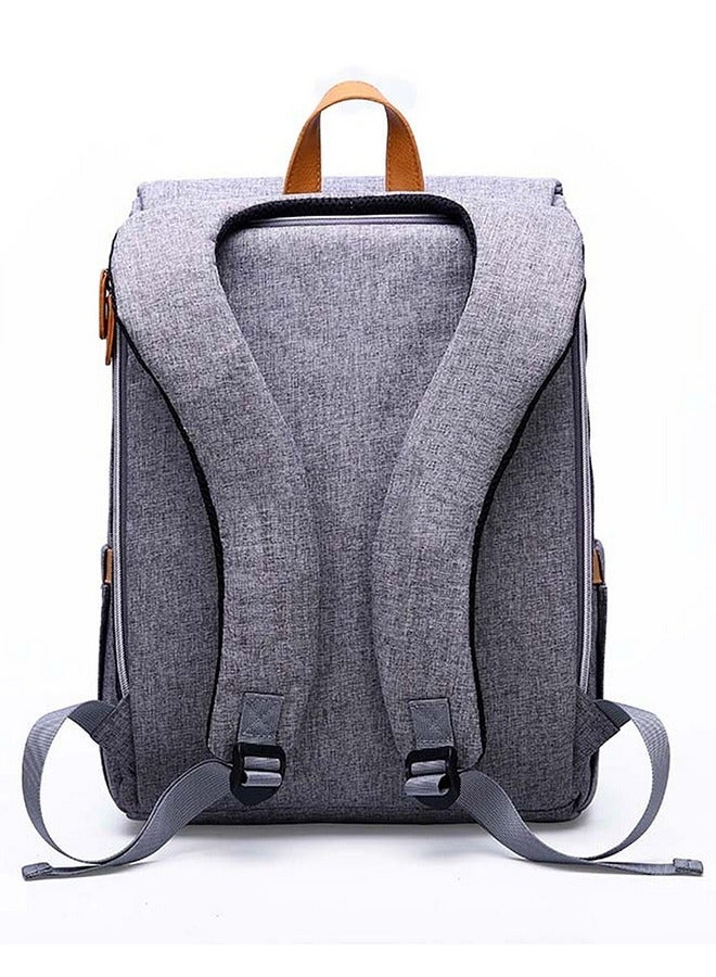 Baby Multifunctional Diaper Bag Backpack With Diaper Changing Station Grey