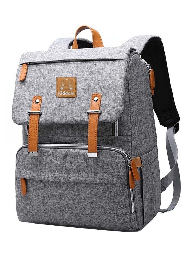 Baby Multifunctional Diaper Bag Backpack With Diaper Changing Station Grey