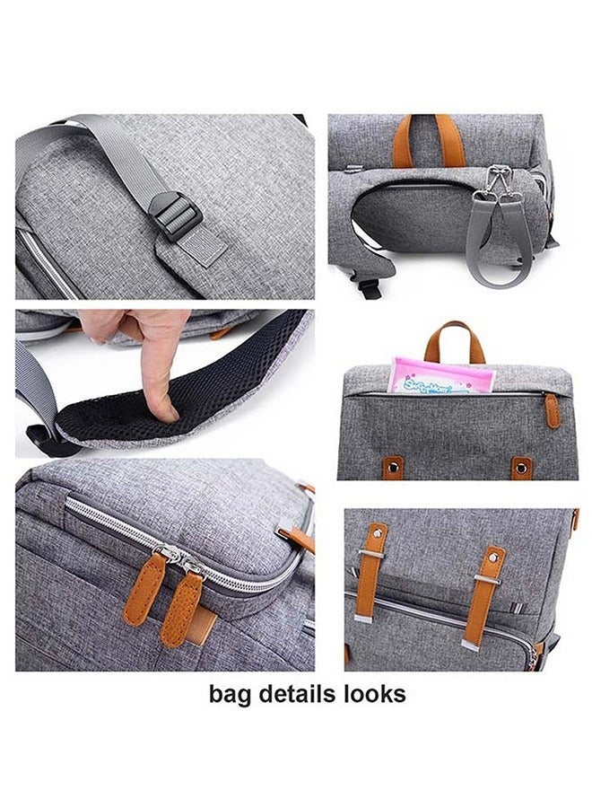 Baby Multifunctional Diaper Bag Backpack With Diaper Changing Station Grey