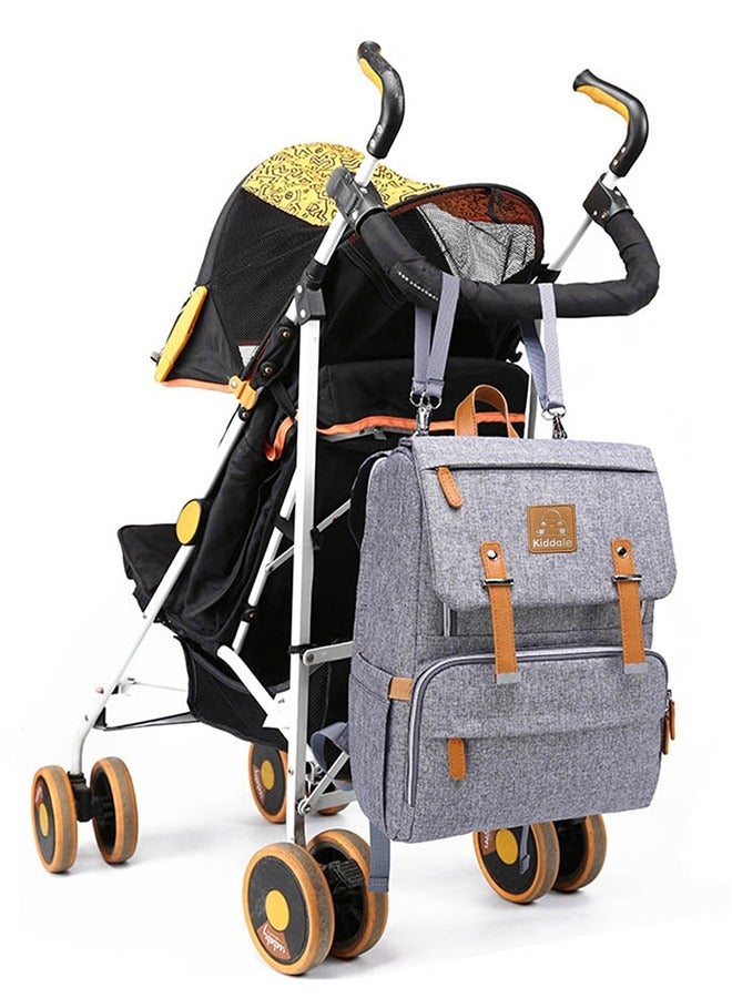 Baby Multifunctional Diaper Bag Backpack With Diaper Changing Station Grey