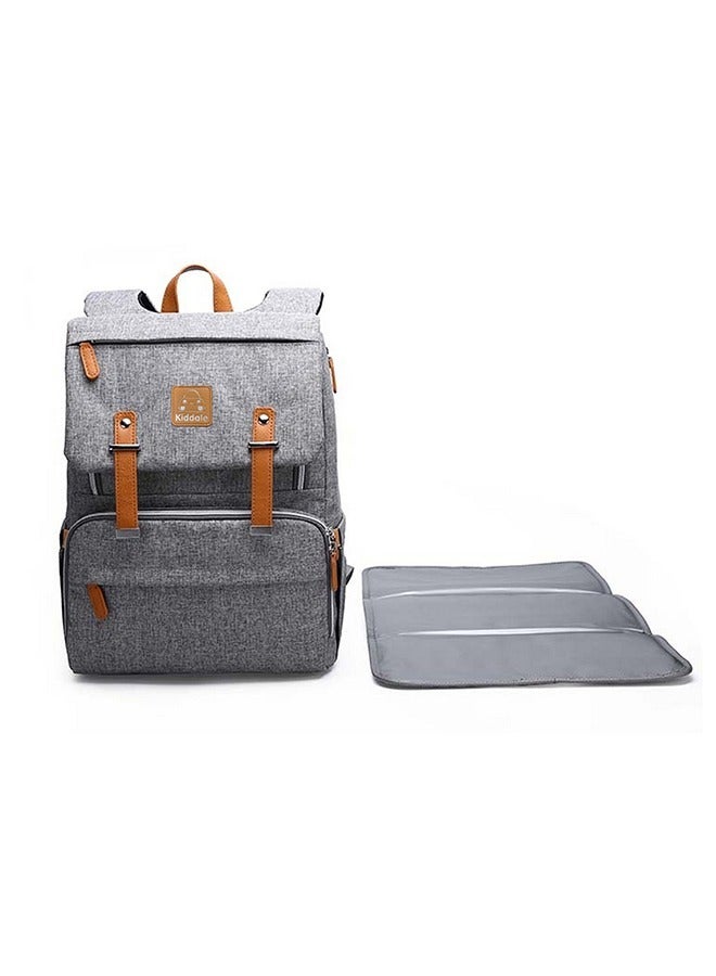 Baby Multifunctional Diaper Bag Backpack With Diaper Changing Station Grey