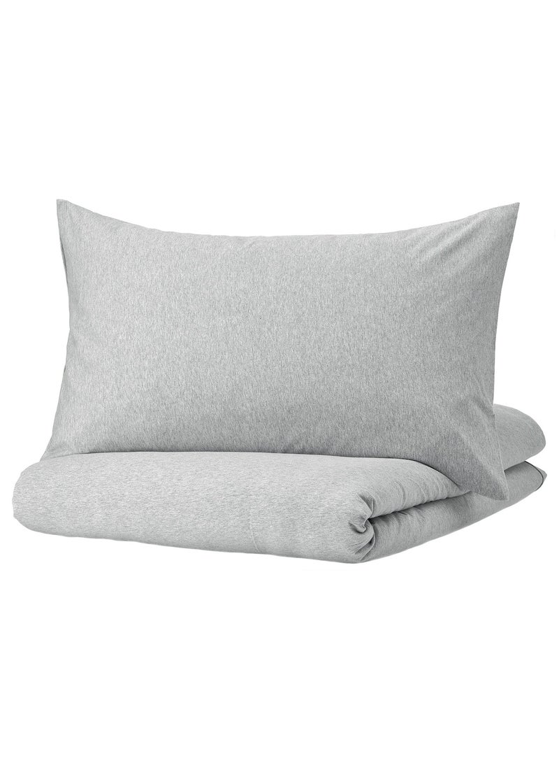 Spjutvial Duvet Cover And 2 Pillowcases Light Grey Melange 240X220/50X80 Cm