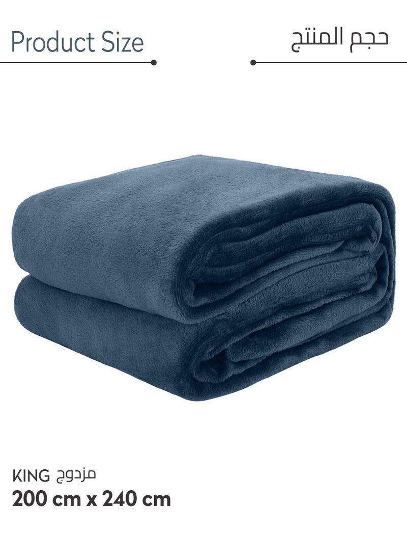 Fleece Blanket King Size(200 X 240 CM) Super Soft Throw Blanket With 300 GSM Best Lightweight Warm Plush Throws For Bed, Sofa,Couch And Camping,Mist Blue