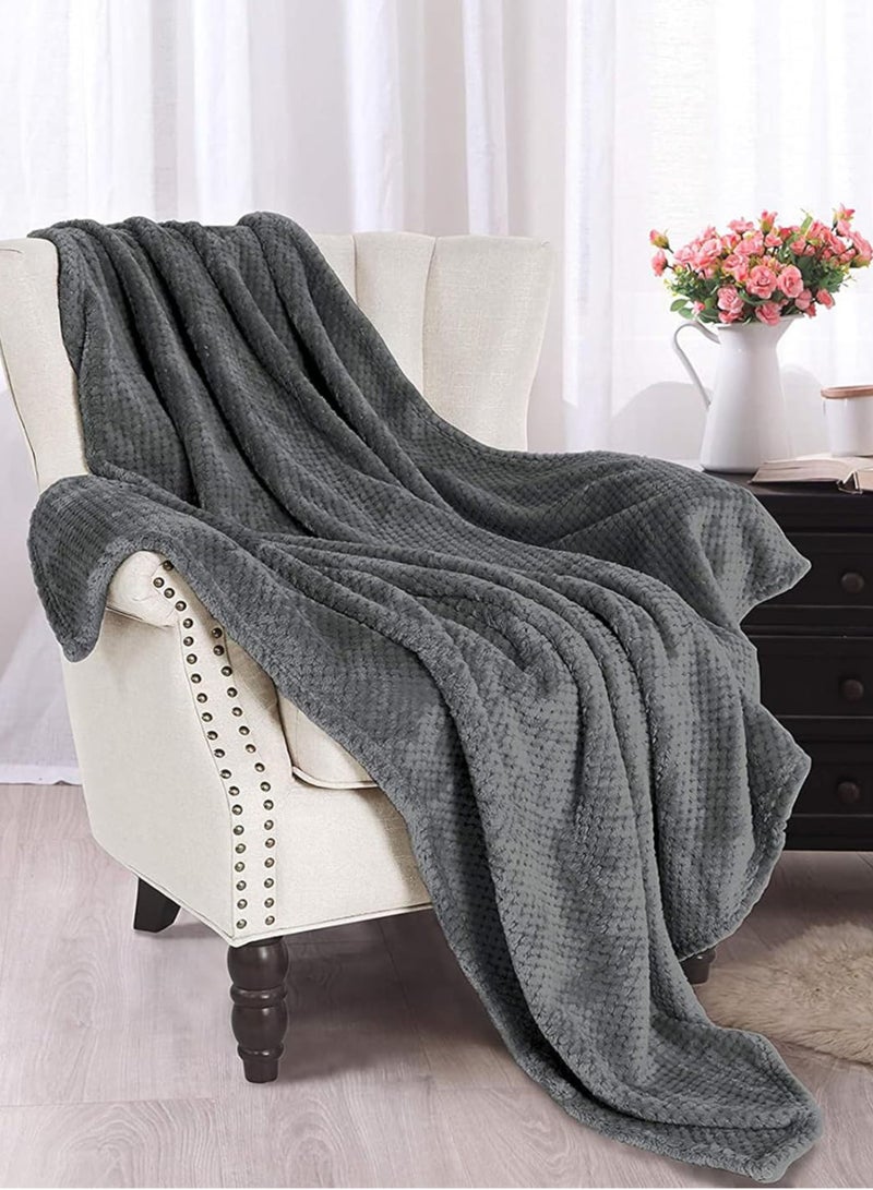 Soft Waffle Fleece Blanket King Size(200X240 CM) No Shed,No Pilling Plush Cozy Throw 300 GSM Lightweight Blanket For Bed, Couch , Chair , Sofa And Camping,Wenge