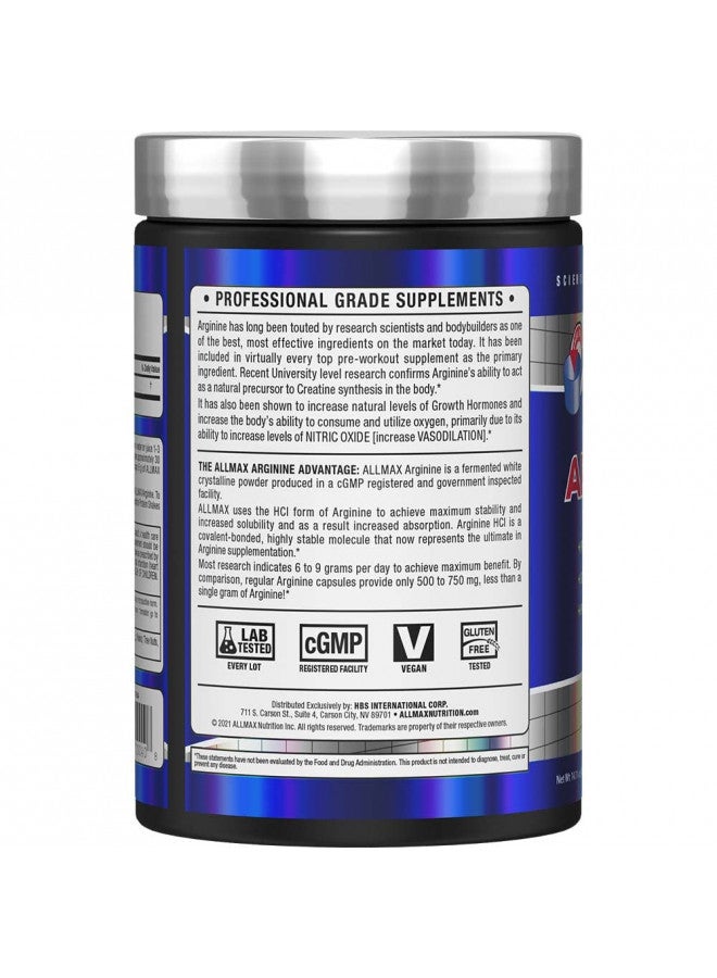 ALLMAX Nutrition Arginine, L - Arginine Powder for Men and Women, Provides Cardiovascular Support & Muscle Growth, Helps Improve Synthesis of Nitric Oxide & Blood Flow, 400 grams