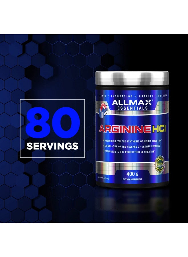 ALLMAX Nutrition Arginine, L - Arginine Powder for Men and Women, Provides Cardiovascular Support & Muscle Growth, Helps Improve Synthesis of Nitric Oxide & Blood Flow, 400 grams