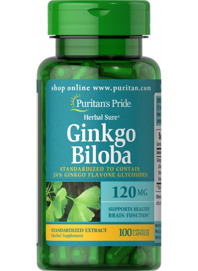 Puritan's Pride Ginkgo Biloba Standardized Extract 120 mg-100 Capsules