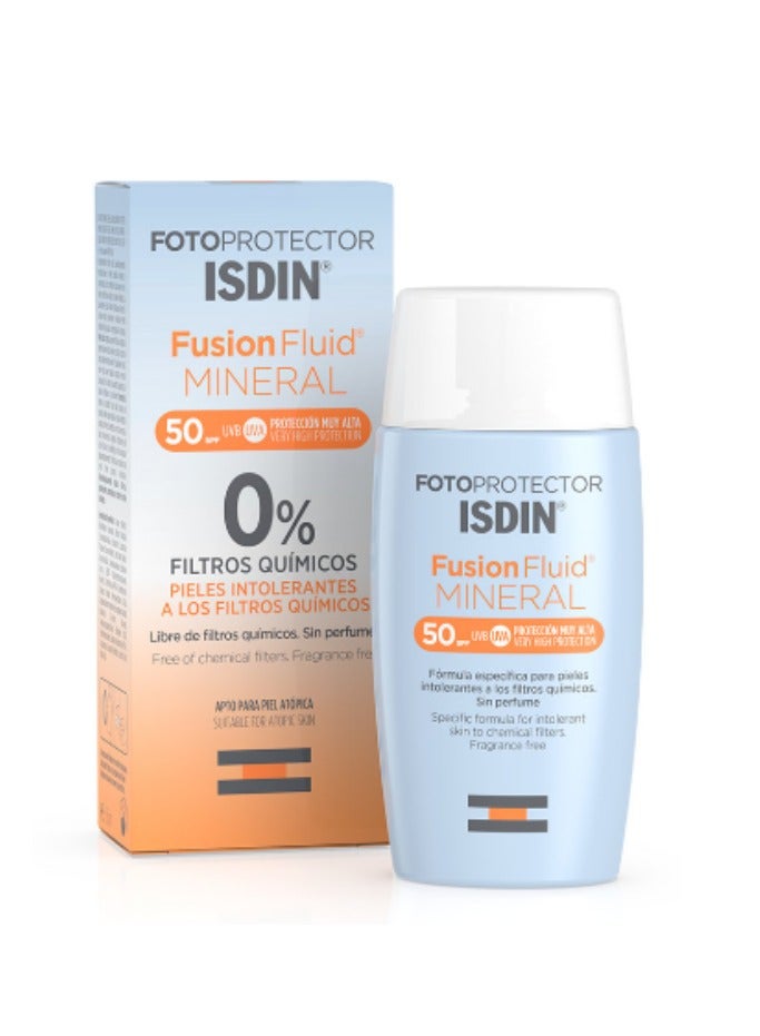 Fotoprotector Fusion Fluid Mineral SPF 50 UVA UVB Sunscreen Face Cream Waterproof Sun Protection Moisturizer 50ml