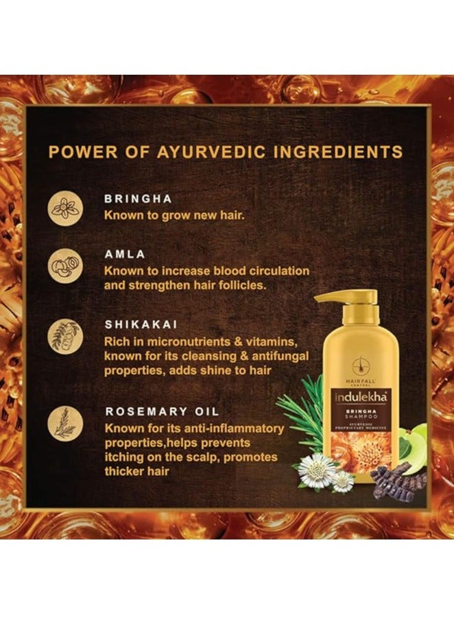 Indulekha Bringha, Shampoo, 580ml, for Hair Fall Control, with Bringharaj Extracts, Amla, Shikakai, Paraben-Free, for Men & Women