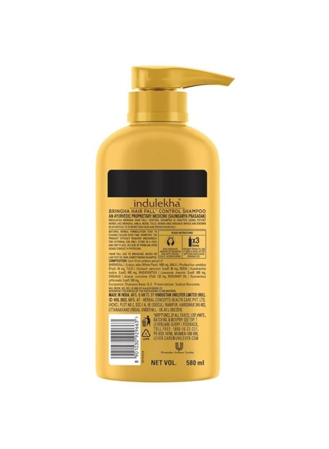 Indulekha Bringha, Shampoo, 580ml, for Hair Fall Control, with Bringharaj Extracts, Amla, Shikakai, Paraben-Free, for Men & Women