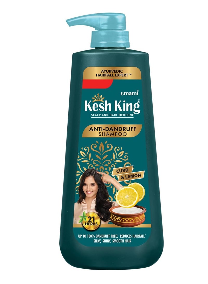 Kesh King Ayurvedic Anti-Dandruff, Reduces Hair Fall Soothes Itchy Scalp No Paraben & No Silicon, 21 Natural Ingredients The Goodness Of Curd, Lemon And Neem Shampoo For Women And Men - 600 Ml