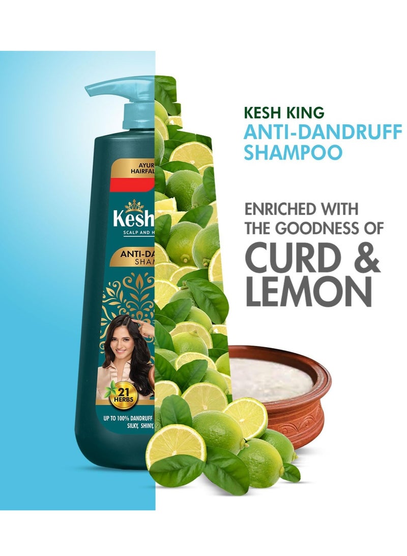 Kesh King Ayurvedic Anti-Dandruff, Reduces Hair Fall Soothes Itchy Scalp No Paraben & No Silicon, 21 Natural Ingredients The Goodness Of Curd, Lemon And Neem Shampoo For Women And Men - 600 Ml