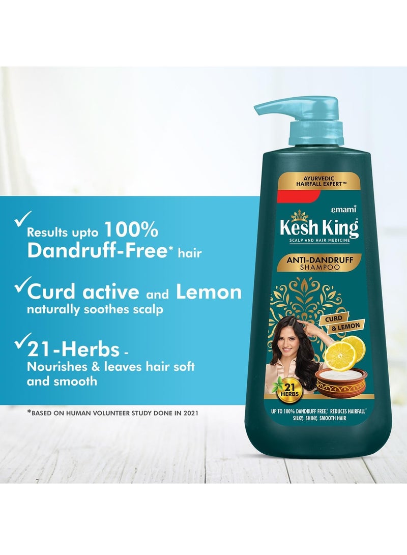 Kesh King Ayurvedic Anti-Dandruff, Reduces Hair Fall Soothes Itchy Scalp No Paraben & No Silicon, 21 Natural Ingredients The Goodness Of Curd, Lemon And Neem Shampoo For Women And Men - 600 Ml