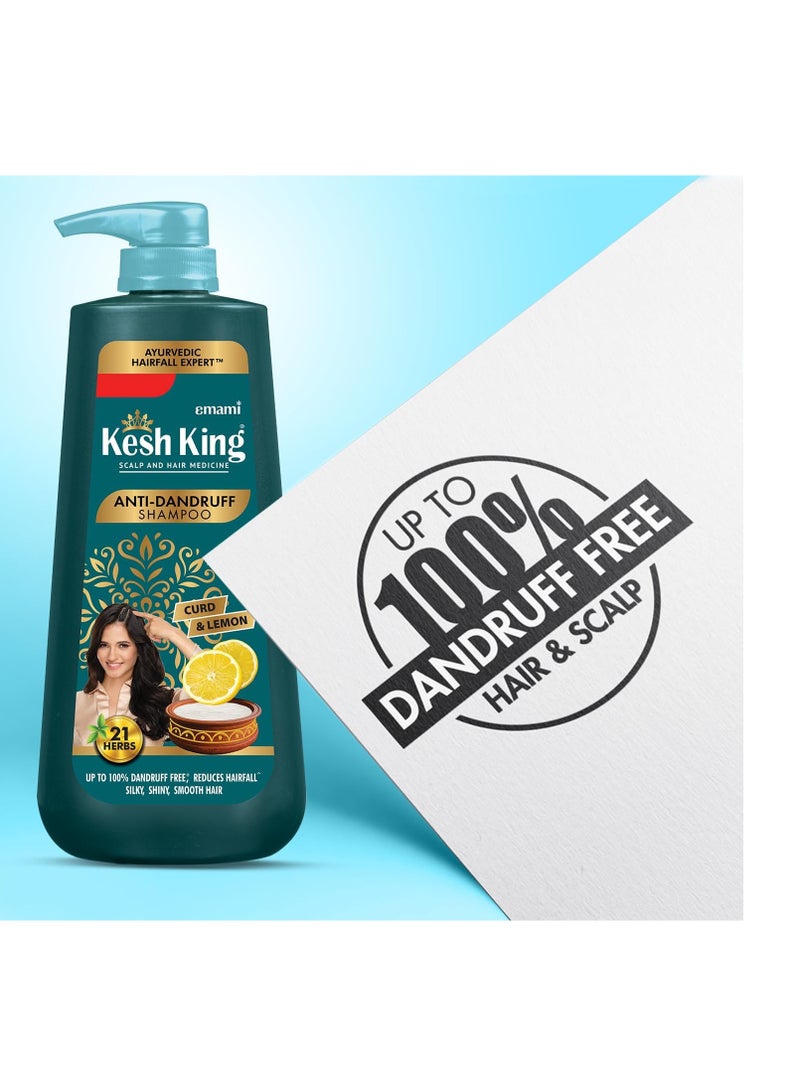 Kesh King Ayurvedic Anti-Dandruff, Reduces Hair Fall Soothes Itchy Scalp No Paraben & No Silicon, 21 Natural Ingredients The Goodness Of Curd, Lemon And Neem Shampoo For Women And Men - 600 Ml