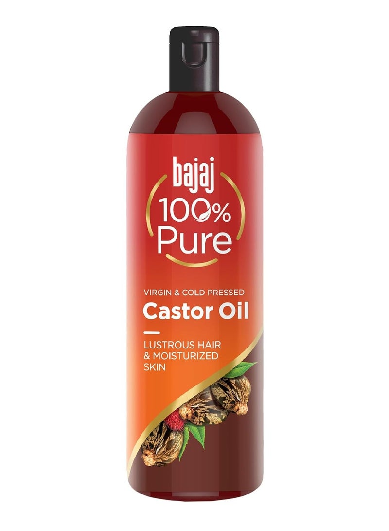Bajaj 100% Pure Castor Oil 200ml, Pure Hair Oil, Natural Cold-Pressed Castor Oil, No Silicones, Paraben Free, Lead Free