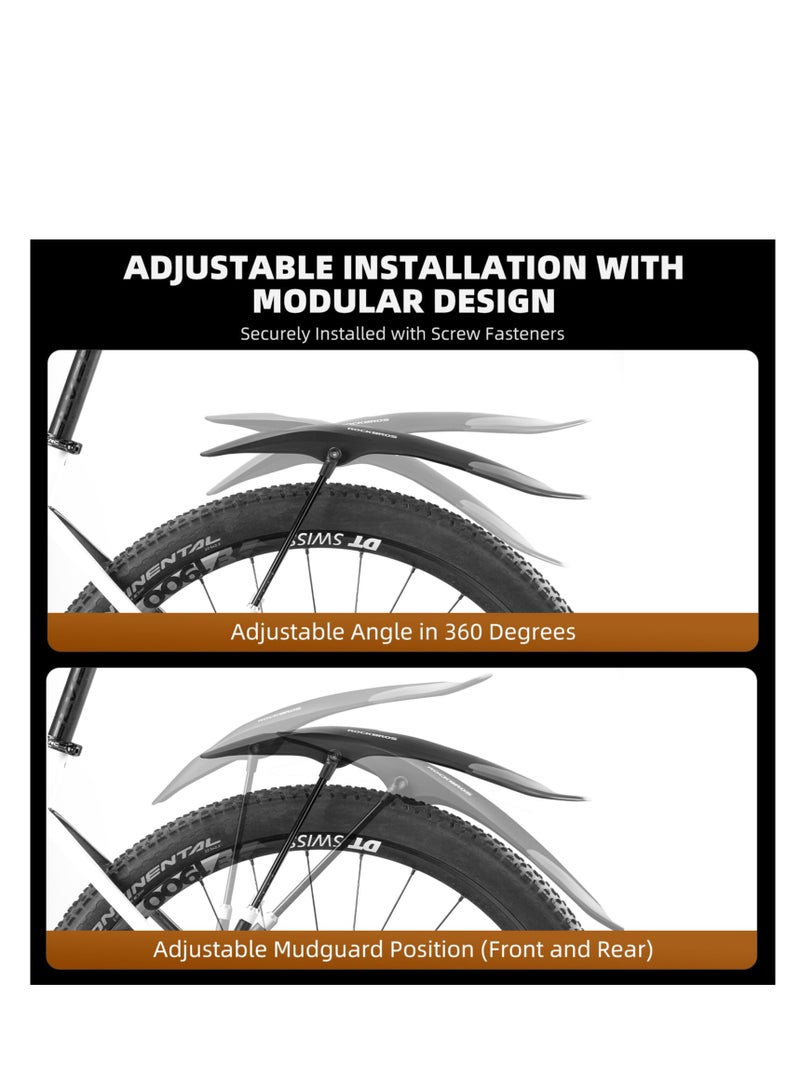 Universal Adjustable Bike Fender for Mountain Bikes, Front and Rear Mud Guards to Protect Against Water and Dirt for 26 to 29 Inch Bikes