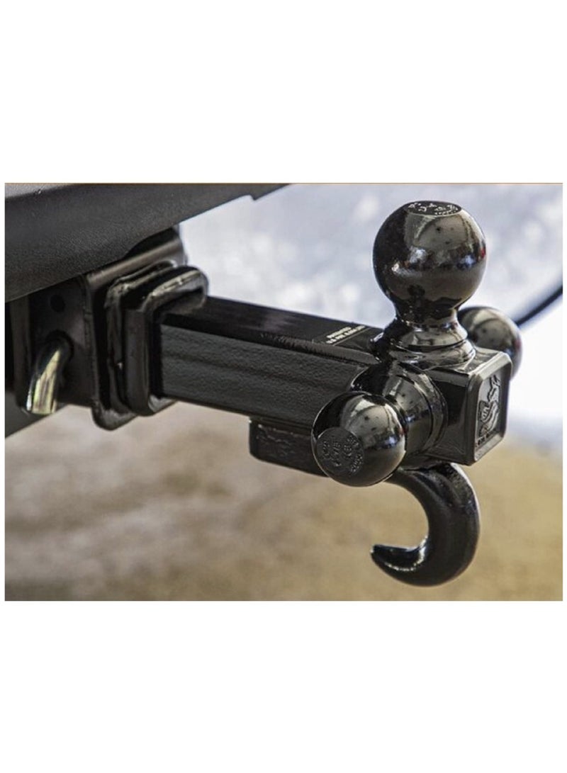 Trailer Hitch Tri Ball Mount With Hook Tactical Tow Hook Fits 2 inch Hitch Receiver Secure With Self Lock Latch