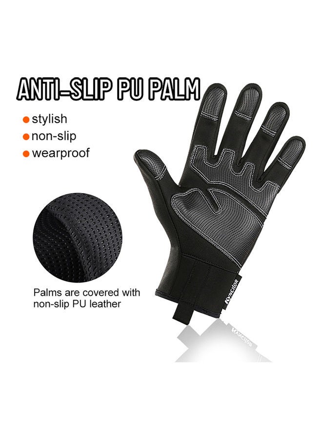 Winter Men Women Cycling Gloves Windproof Waterproof Anti-Slip Touchscreen Warm Fleece Full Finger Bicycle Skiing Gloves L 16*3*15cm