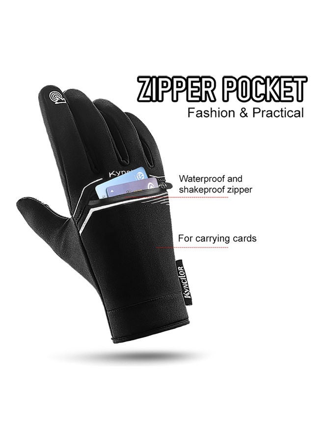 Winter Men Women Cycling Gloves Windproof Waterproof Anti-Slip Touchscreen Warm Fleece Full Finger Bicycle Skiing Gloves L 16*3*15cm