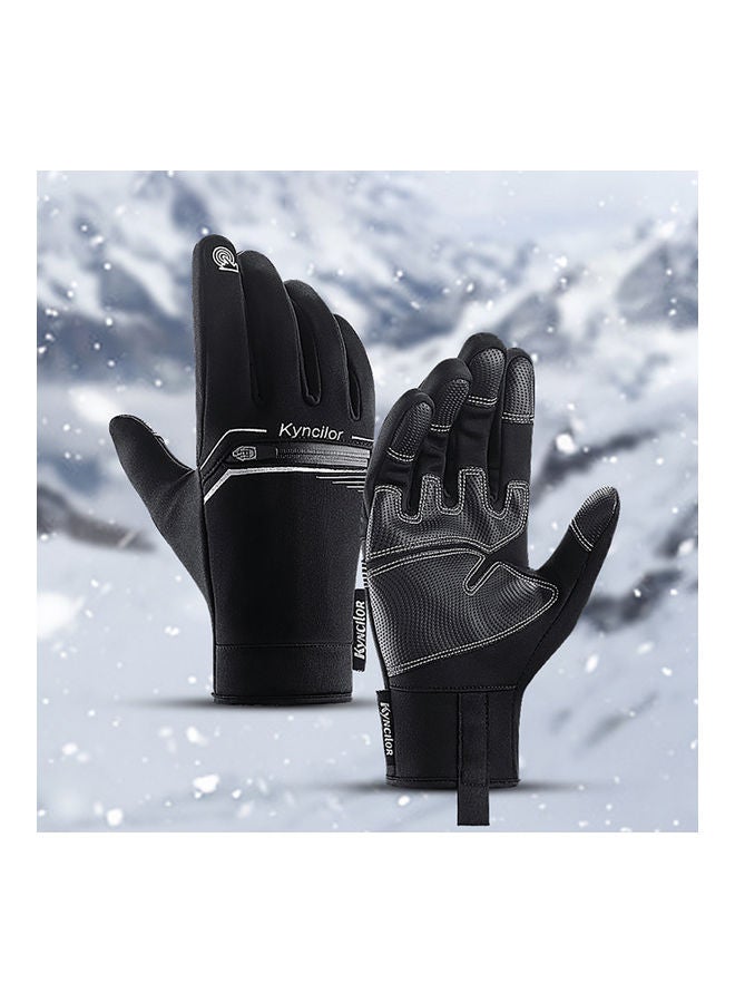 Winter Men Women Cycling Gloves Windproof Waterproof Anti-Slip Touchscreen Warm Fleece Full Finger Bicycle Skiing Gloves L 16*3*15cm