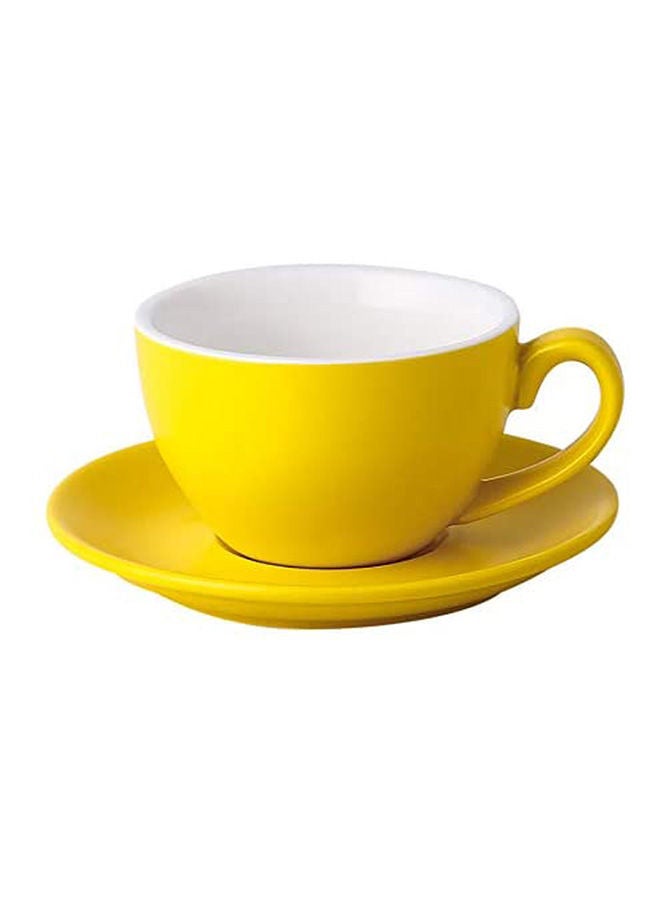 Ceramic Coffee Cup And Saucer Set yellow