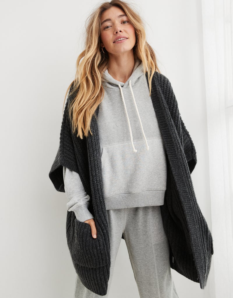 Aerie Marled Rib Sweater Cape